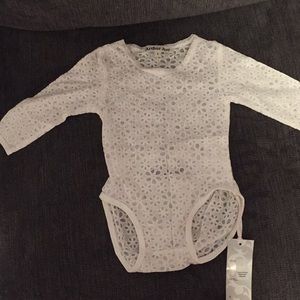 Baby girl lace long sleeve white onesie